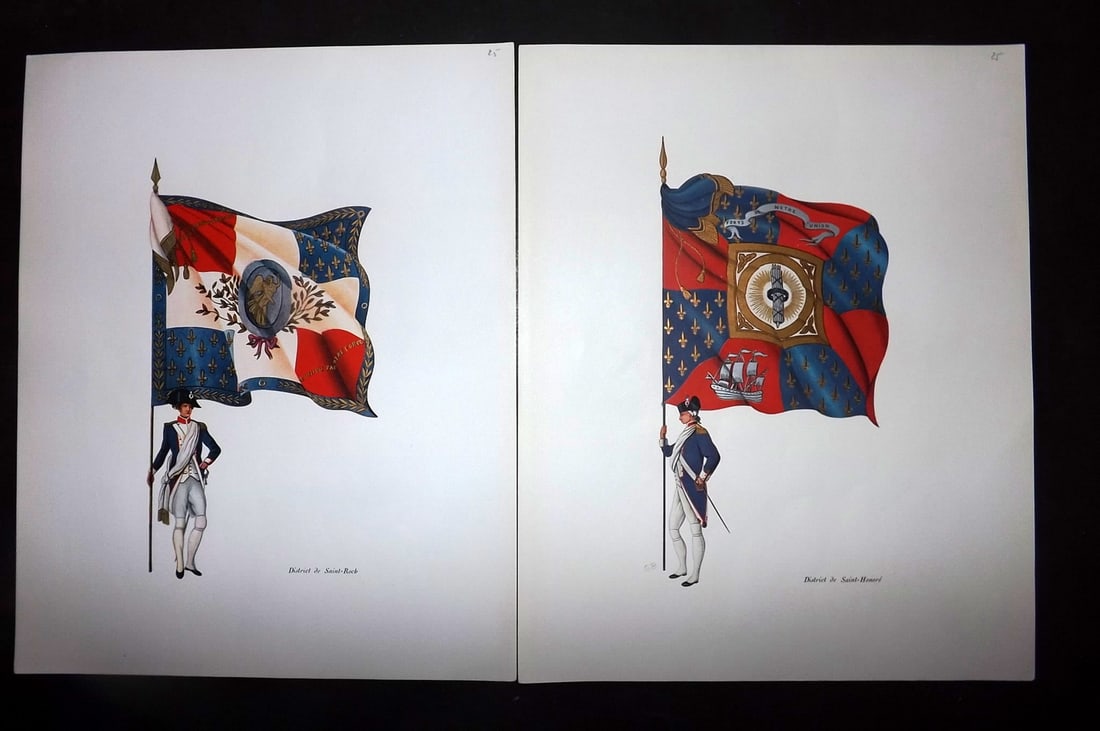 Lachouque & Blanckaert 1947 Pair of Rare French Flag Prints (1 of 2)