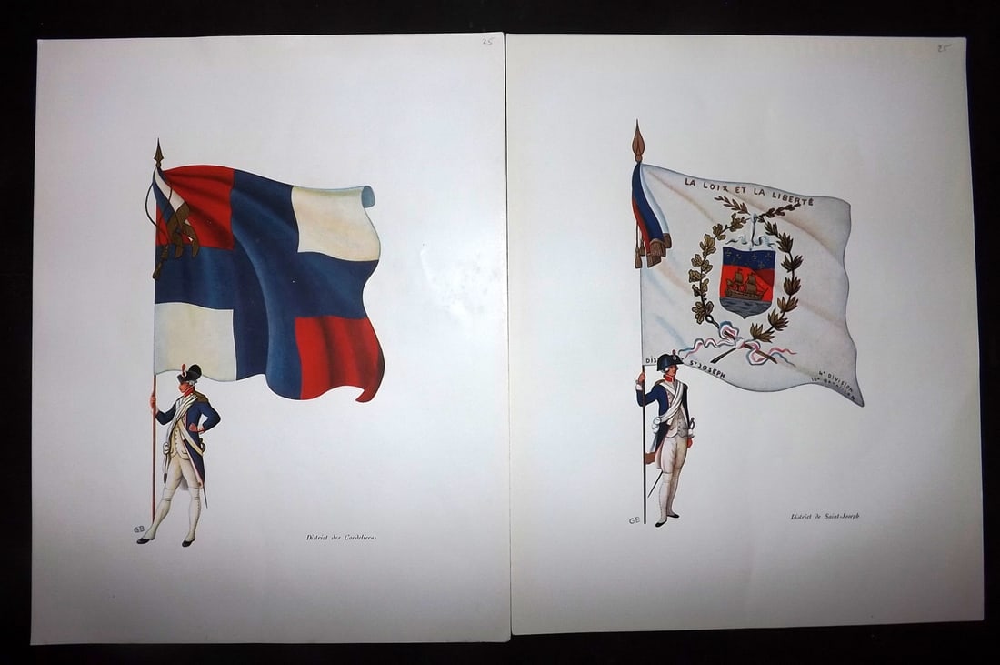 Lachouque & Blanckaert 1947 Pair of Rare French Flag Prints (1 of 2)