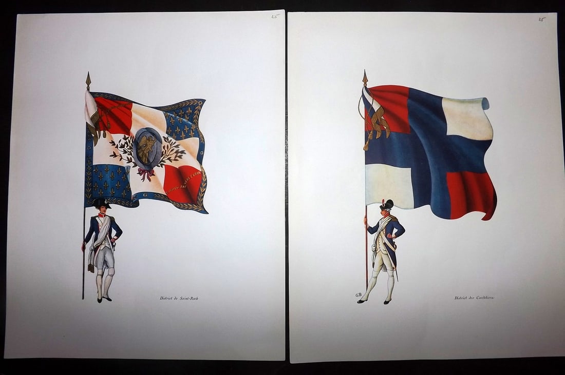 Lachouque & Blanckaert 1947 Pair of Rare French Flag Prints (1 of 2)