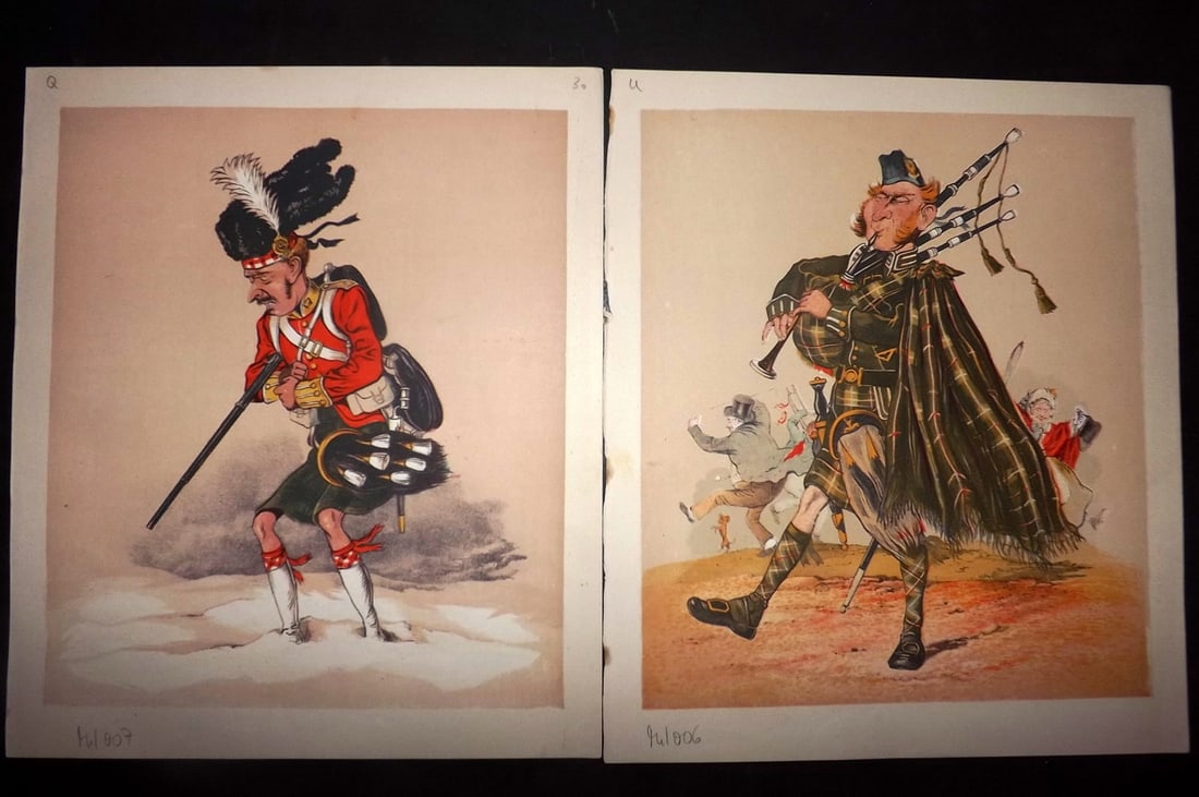 Seccombe, Major 1876 Pair of Military Drolleries Prints: Chromolithographs Published 1876, London for "Army and Navy Drolleries" by Major Seccombe. Printed in colours by Bronheim. Paper Size: 10 x 8.5 inch (26 x 22cm) Good Condition