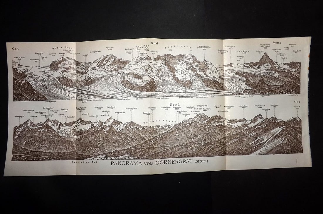 Baedeker, Karl 1911 Panoramic View of the Swiss Alps. Gornergrat (1 of 1)