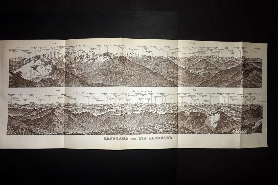 Baedeker, Karl 1911 Panoramic View of the Swiss Alps. Piz Languard (1 of 1)