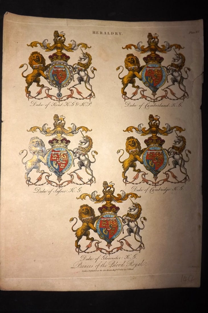 Wilkes, John 1813 Hand Colored Heraldry Print 15 (1 of 1)