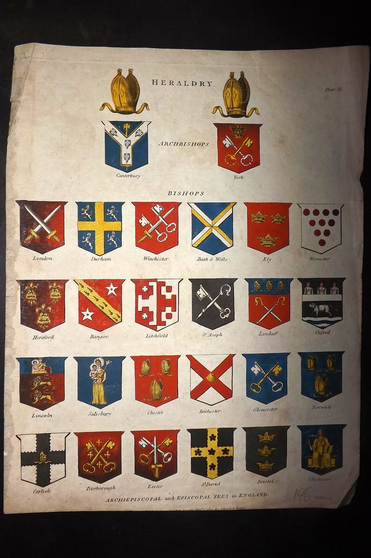 Wilkes, John 1813 Hand Colored Heraldry Print 40 (1 of 1)