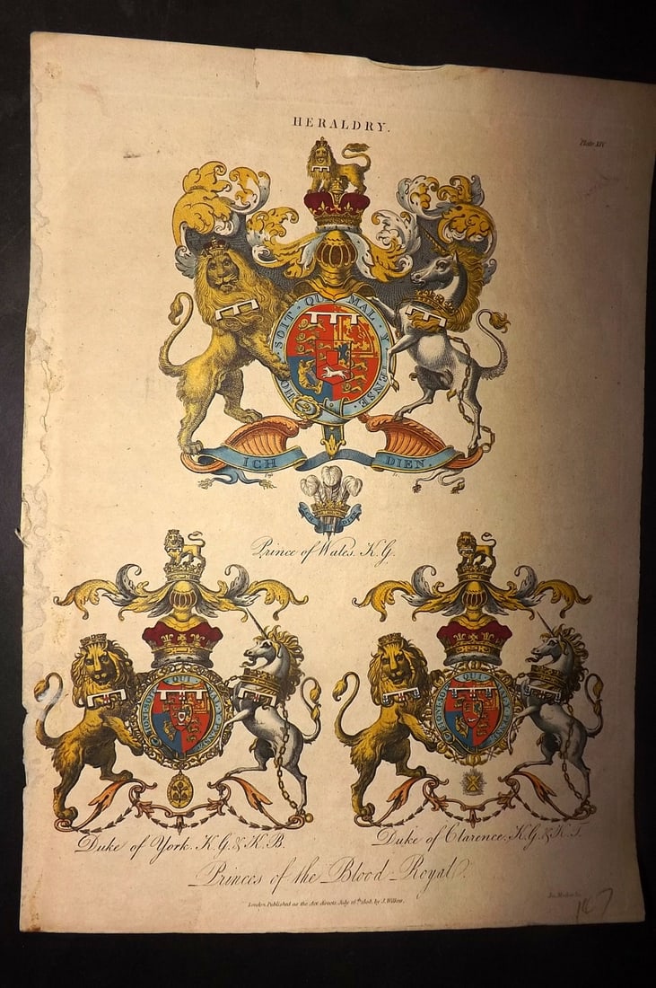 Wilkes, John 1813 Hand Colored Heraldry Print 14 (1 of 1)