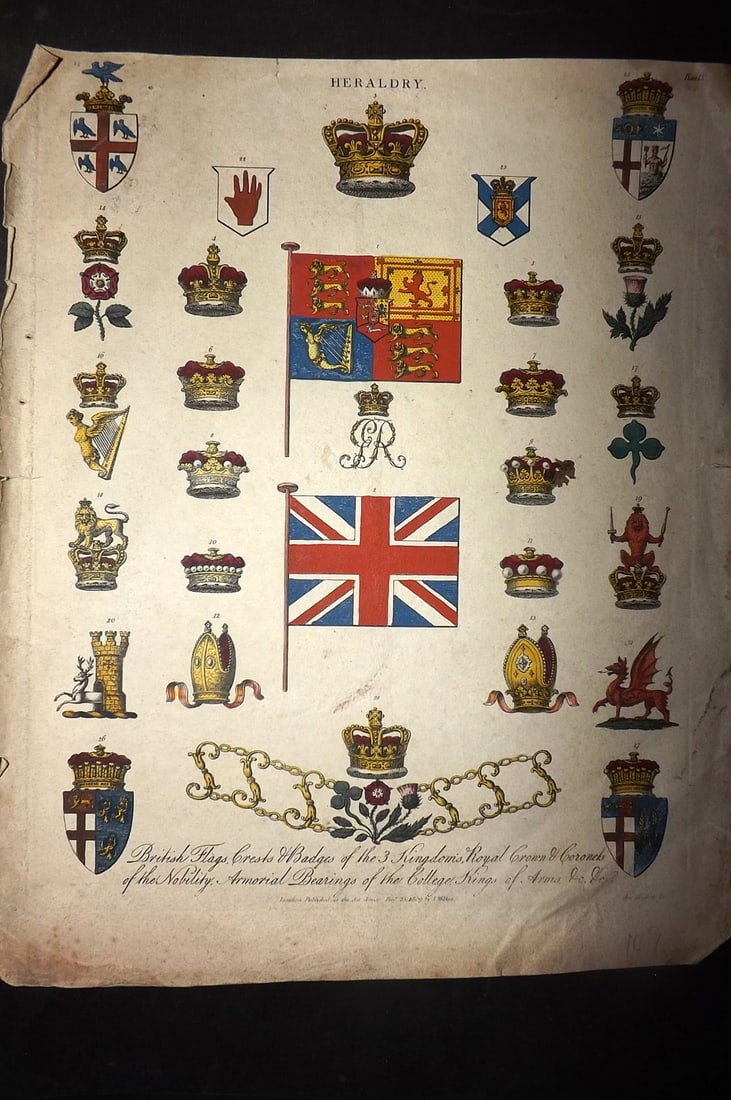 Wilkes, John 1813 Hand Colored Heraldry Print 09 (1 of 1)