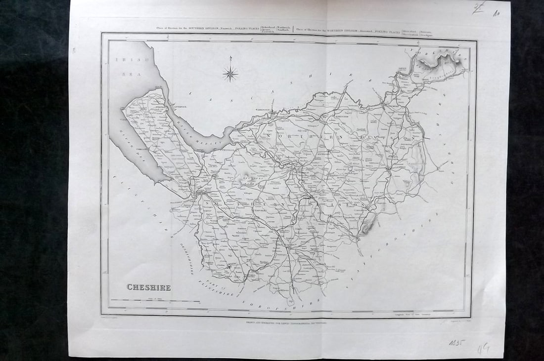 Lewis, Samuel 1835 British County Map. Cheshire (1 of 1)