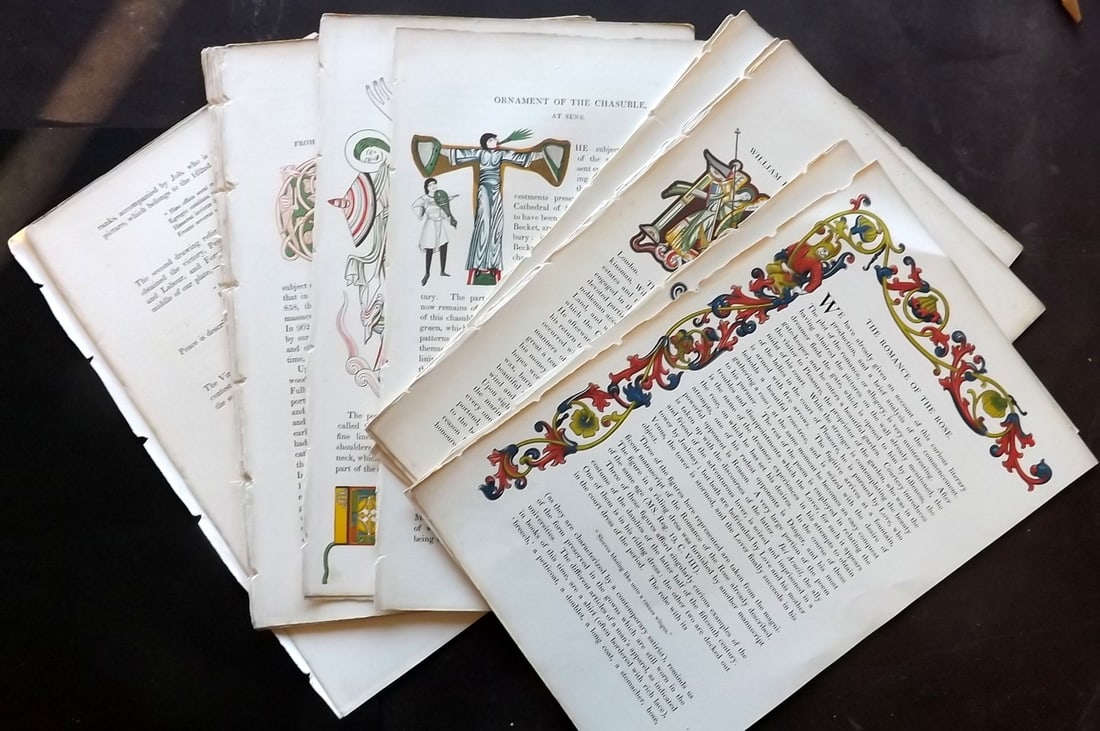 Shaw, Henry 1843 Lot of 21 Sheets/Pages containing Woodblock Initials (1 of 4)