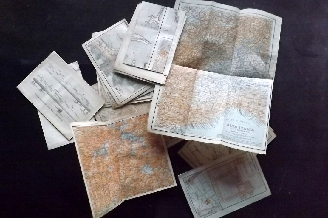 Baedeker, Karl 1906 Lot of 22 Antique Maps. Italy (1 of 2)