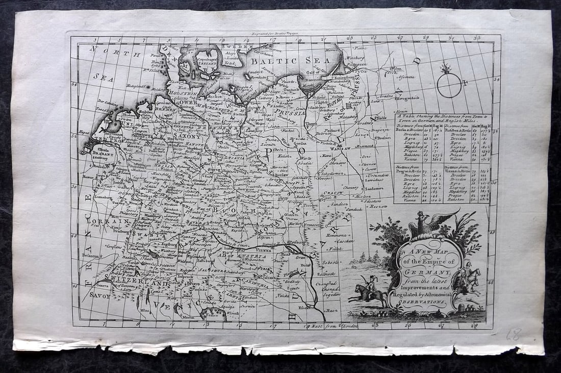 Drake, Edward 1768 Folio Map. Empire of Germany: Copper Plate Published 1768 by J.Cooke, London for "A New Universal Collection of Authentic and Entertaining Voyages and Travels" (Drake's Voyages) By Edward Cavendish Drake. Some Maps Engraved by Rey