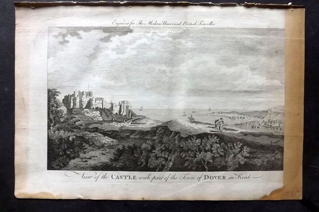 Burlington, Charles 1779 Folio Print. Castle with Part of the Town of Dover (1 of 1)
