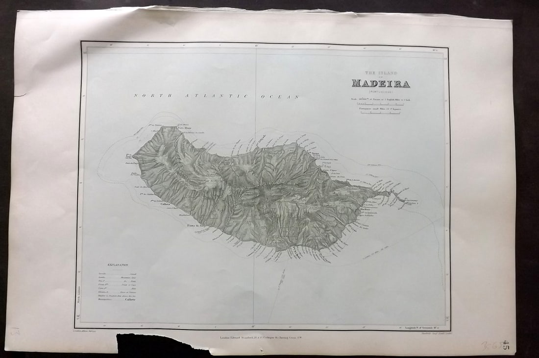Stanford, Edward 1901 Large Map. Madeira (1 of 2)