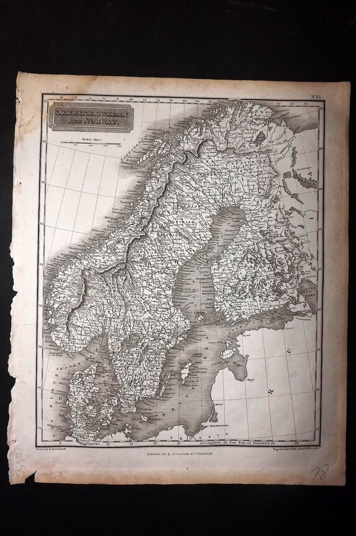 Arrowsmith, Aaron 1817 Antique Map. Denmark, Sweden and Norway (1 of 1)