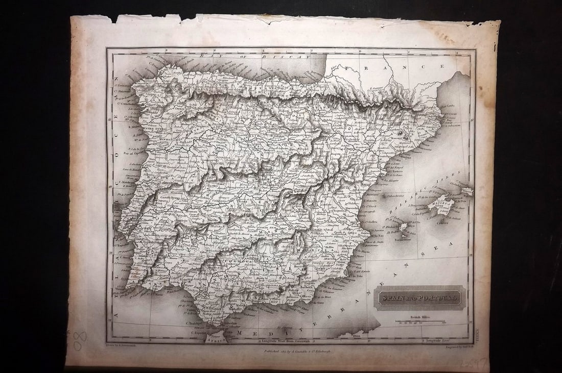 Arrowsmith, Aaron 1817 Antique Map. Spain and Portugal (1 of 1)