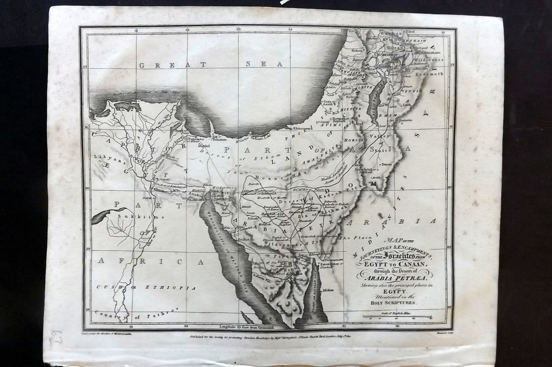 Arrowsmith & Thomson 1817 Map. Israelites from Egypt to Canaan through the Desert of Arabia (1 of 1)
