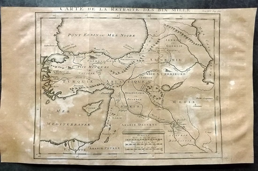Psalmanazar & Sale C1770 Antique Map. Carte de la Retraite des Dix Mille (1 of 2)
