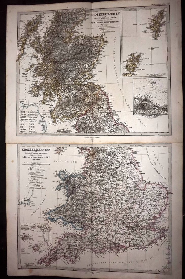 Stieler, Adolf 1870 Set of 2 Maps. Great Britain British Isles (1 of 2)