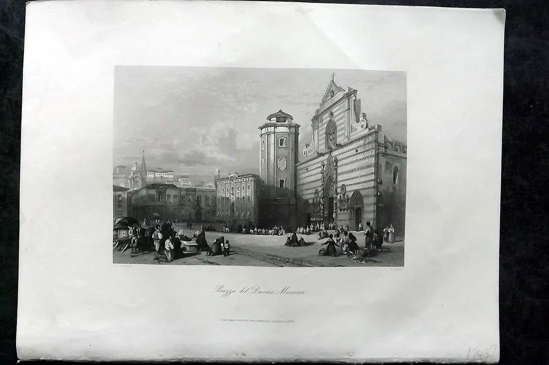 Sherer, John 1881 Folio Print. Piazza del Duomo, Messina Sicily Italy (1 of 1)