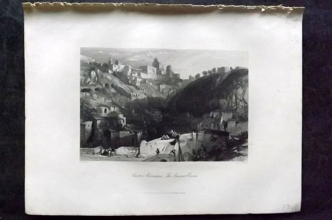 Sherer, John 1881 Folio Print. Castro Giovanni, ancient Enna. Sicily Italy (1 of 1)