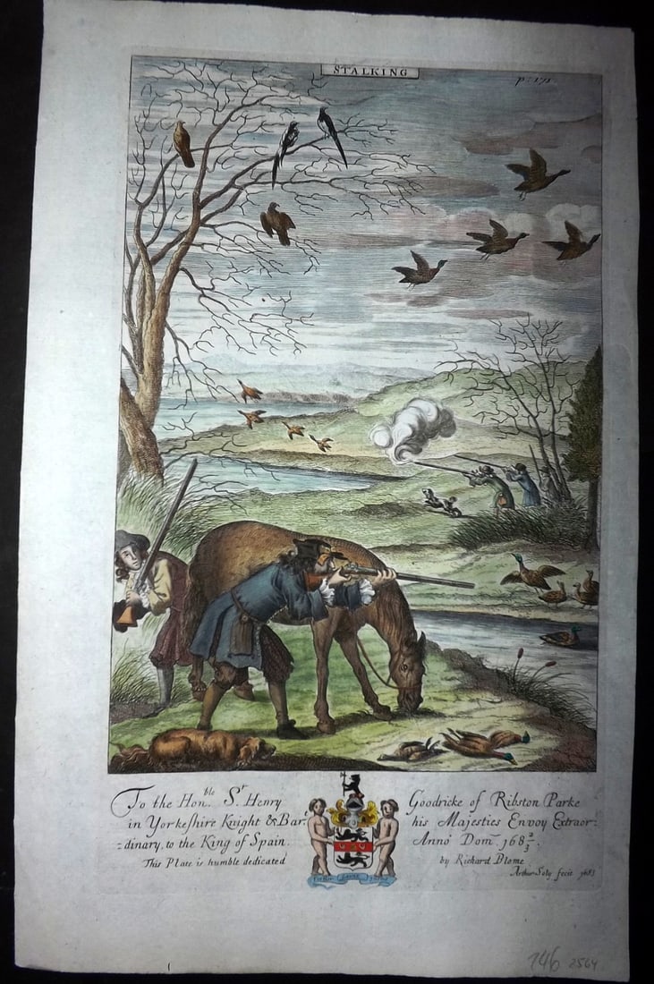 Blome, Richard 1710 Folio Hand Col Print. Stalking (1 of 1)