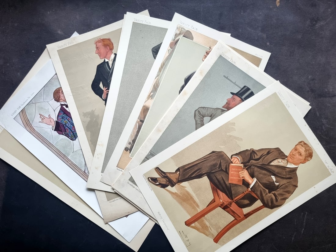 Vanity Fair Prints 19th Cent Lot of 10 Caricatures. Theater Theatre: Lithographs Published 1869-1914, London for "Vanity Fair" Paper Size: 15 x 10 inch (38 x 26cm) Approx. A couple of minor faults. Good Condition