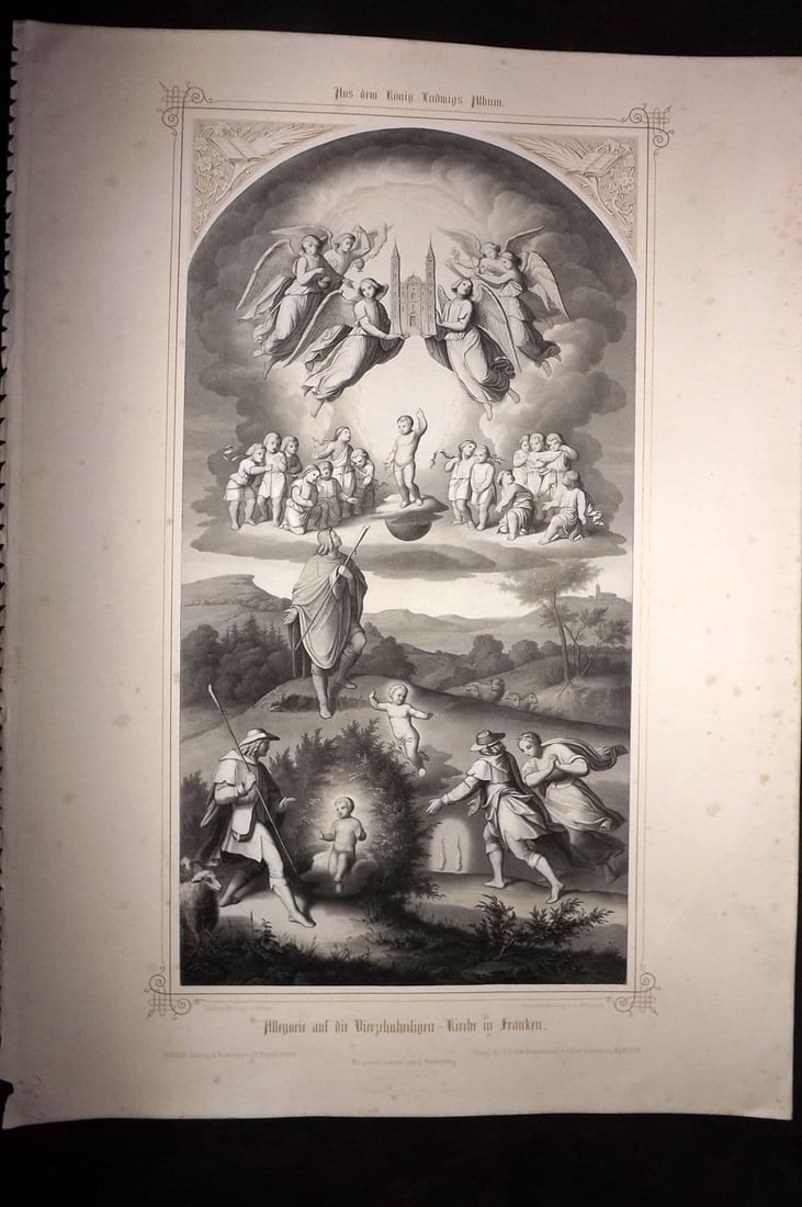 King Ludwig Album 1850's LG Folio Print. Religious Allegory (1 of 2)