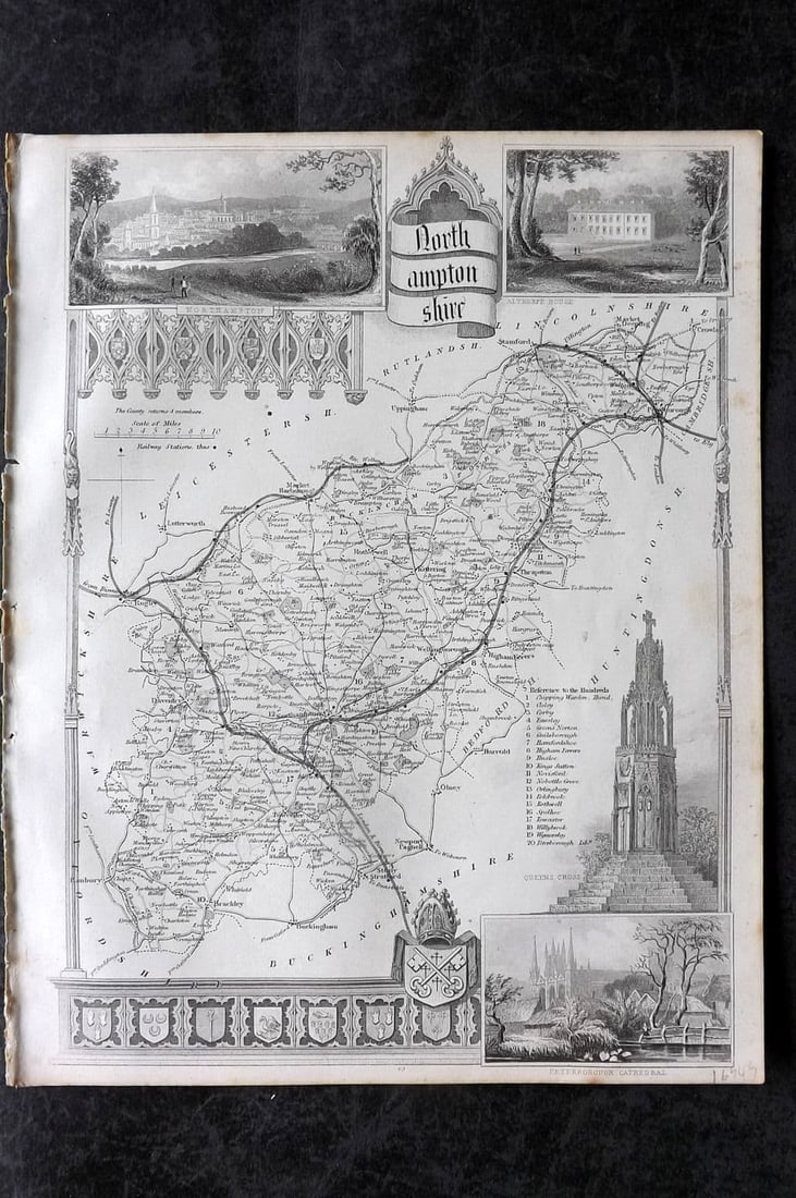 Moule, Thomas C1838 Antique British County Map. Northamptonshire: Antique Steel Engraved Map Published C1838 "A Complete and Universal English Dictionary" by the Rev. James Barclay et al. Maps by Thomas Moule. Paper Size: 10.5 x 8 inch (28 x 21cm) Good Condition