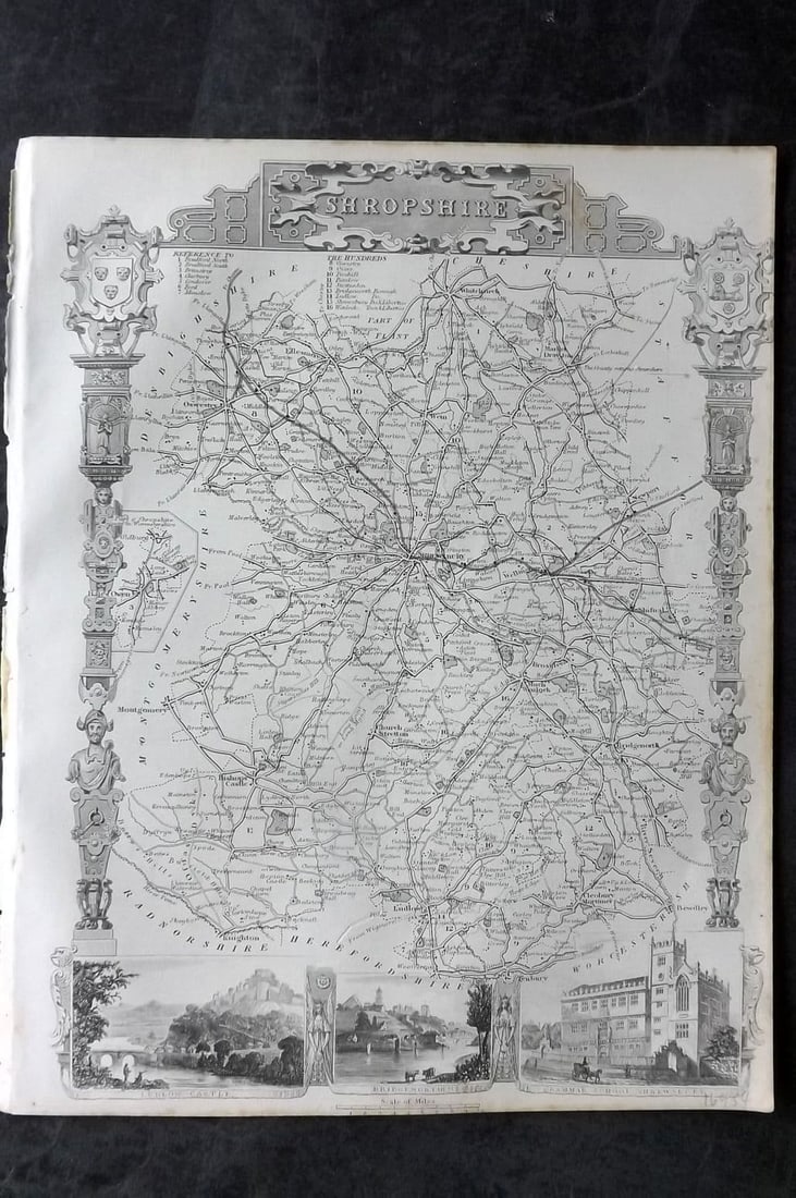 Moule, Thomas C1838 Antique British County Map. Shropshire: Antique Steel Engraved Map Published C1838 "A Complete and Universal English Dictionary" by the Rev. James Barclay et al. Maps by Thomas Moule. Paper Size: 10.5 x 8 inch (28 x 21cm) Very minor toning.