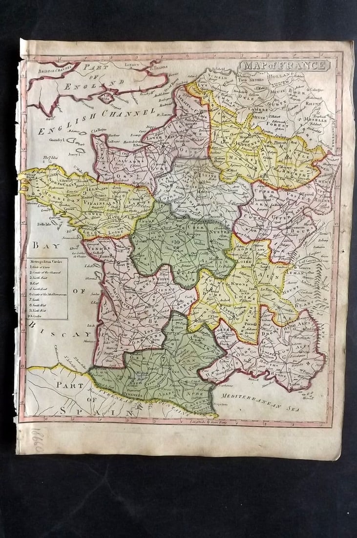 Barclay, James 1818 Hand Col Map. France (1 of 1)
