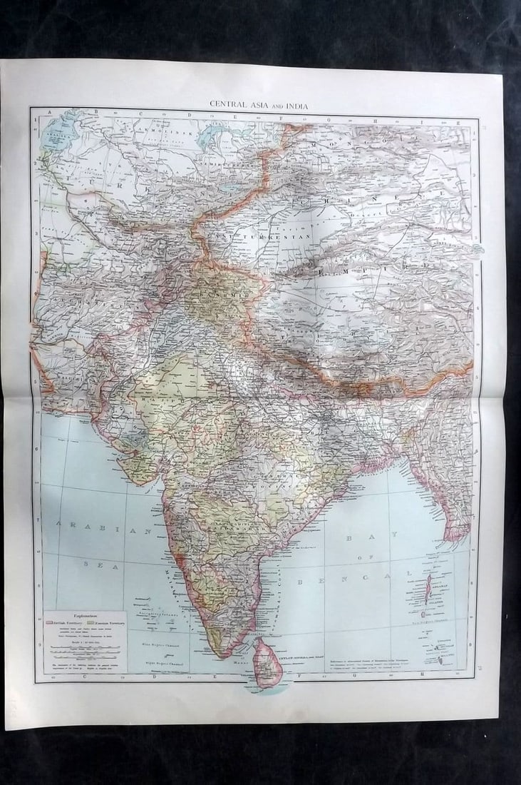 Times Atlas 1895 LG Antique Map. Central Asia and India (1 of 1)