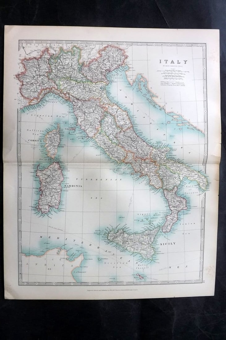 Johnston, Alexander 1906 Antique Map. Italy (1 of 1)
