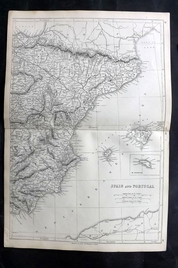 Lowry, Joseph 1852 Antique Map. Spain and Portugal. North East, Catalonia (1 of 1)