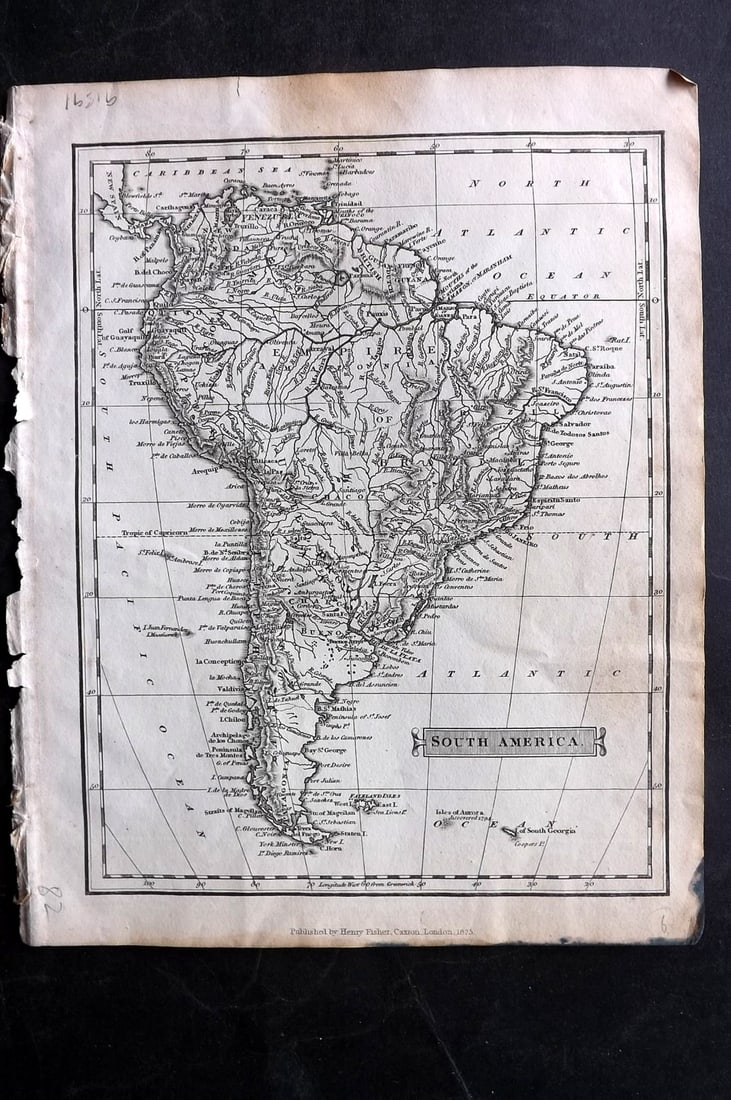 Russell & Barclay C1825 Antique Map. South America (1 of 1)