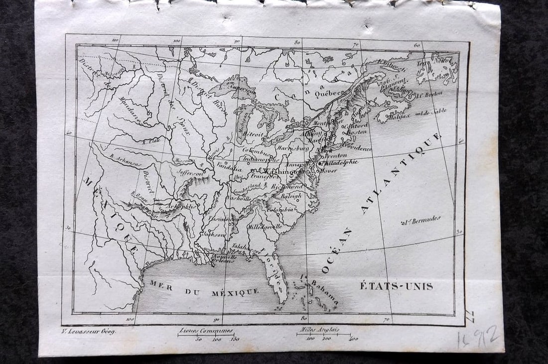 Levasseur, Victor 1838 Antique Map. Etats-Unis United States (1 of 1)