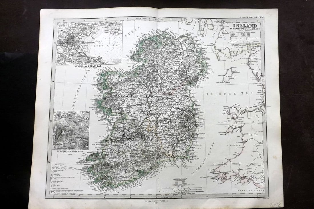 Stieler, Adolf 1870 Antique Map. Irland Ireland (1 of 1)