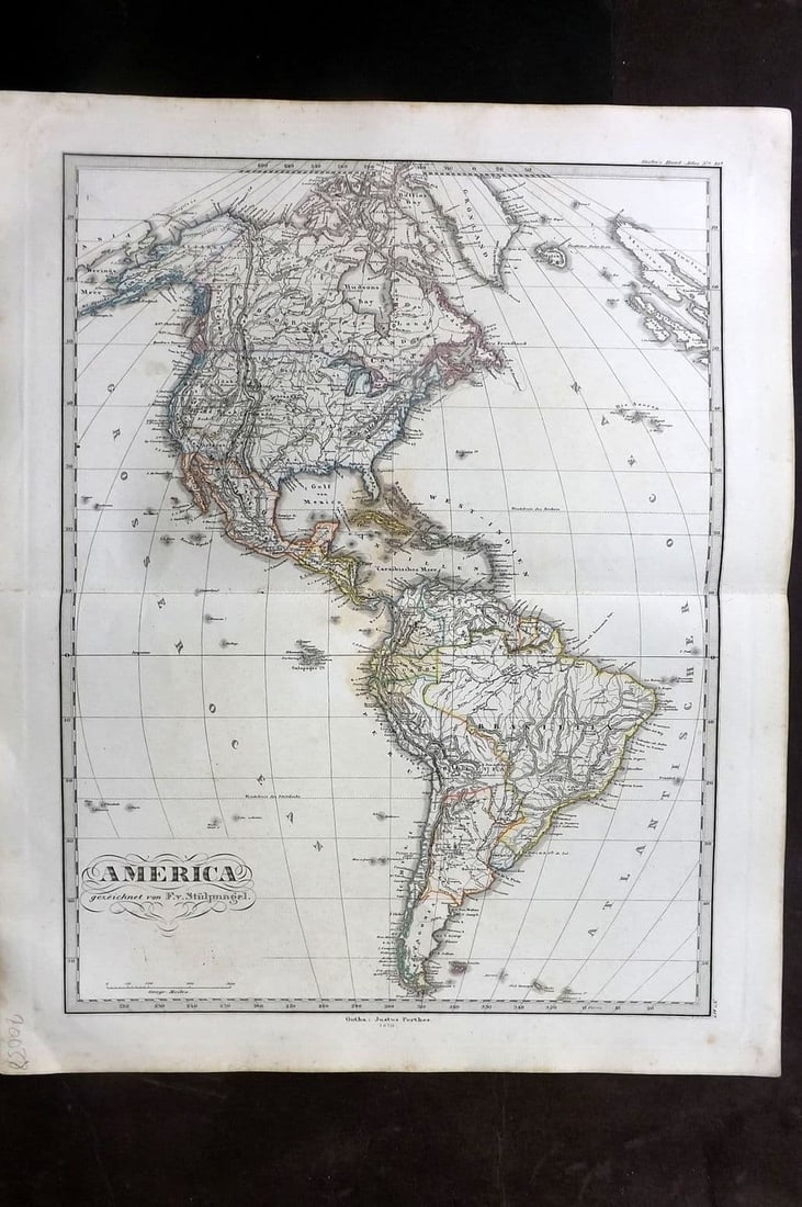 Stieler, Adolf 1870 Antique Map. Amerika. Generalkarte. America (1 of 1)