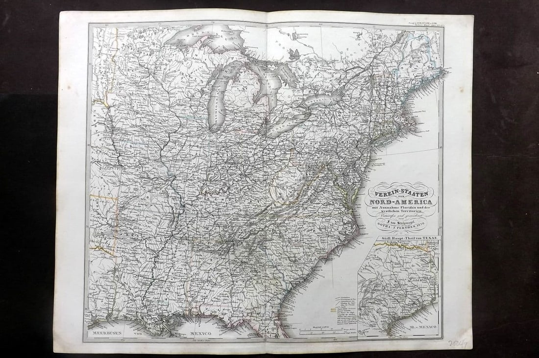 Stieler, Adolf 1870 Map. Vereinig-Staaten von Nord-Amerika. USA Texas inset (1 of 1)