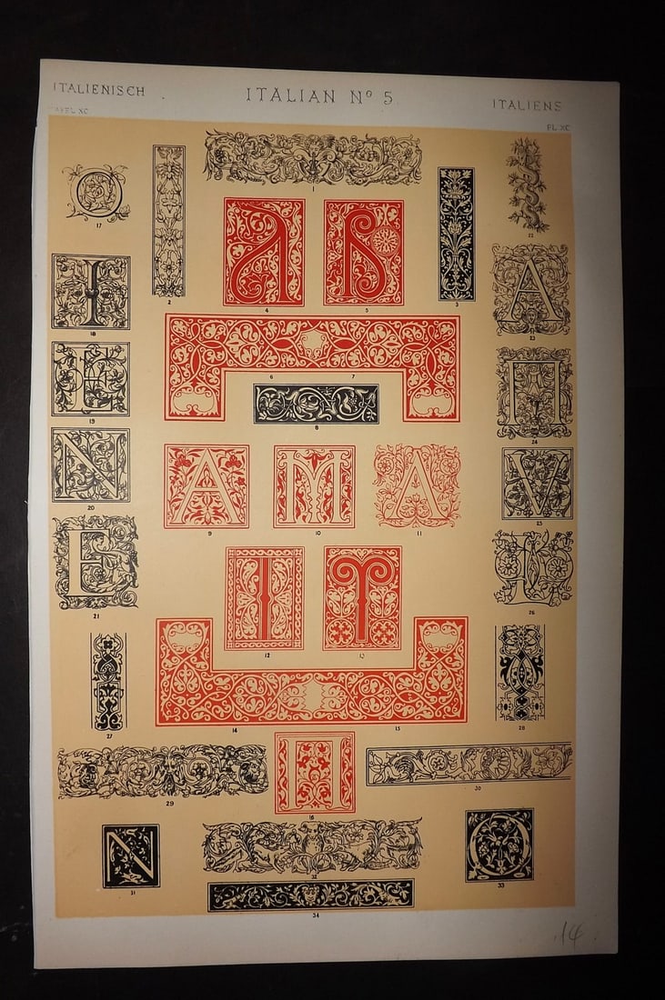Jones, Owen 1910 Folio Design Print. Italian No. 5 (1 of 1)
