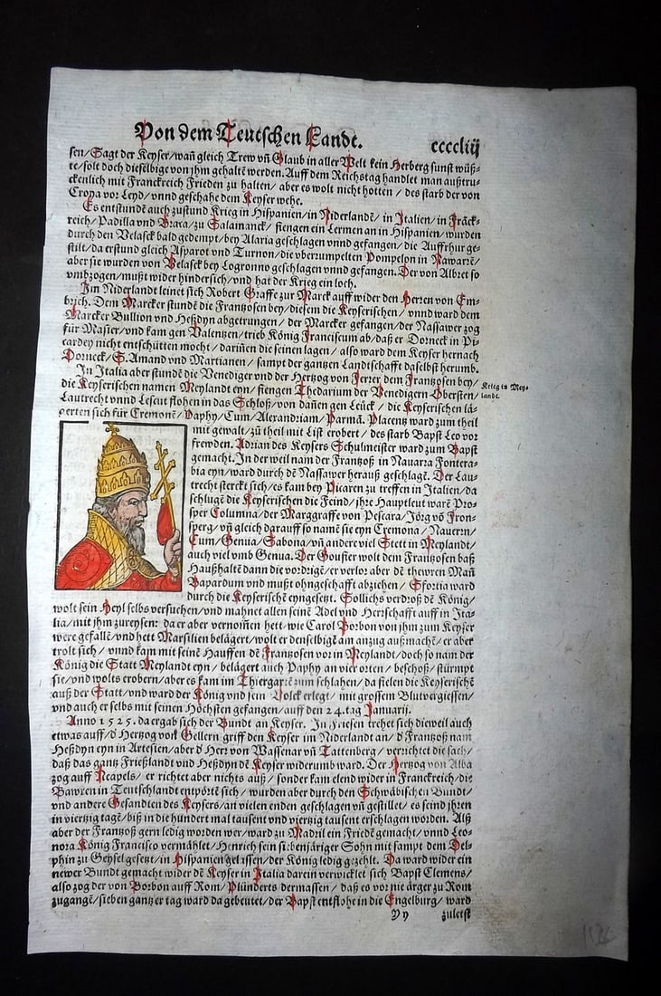 Munster, Sebastian 1588 Early Hand Col Woodcut. Frederick III, Holy Roman Emperor (1 of 1)