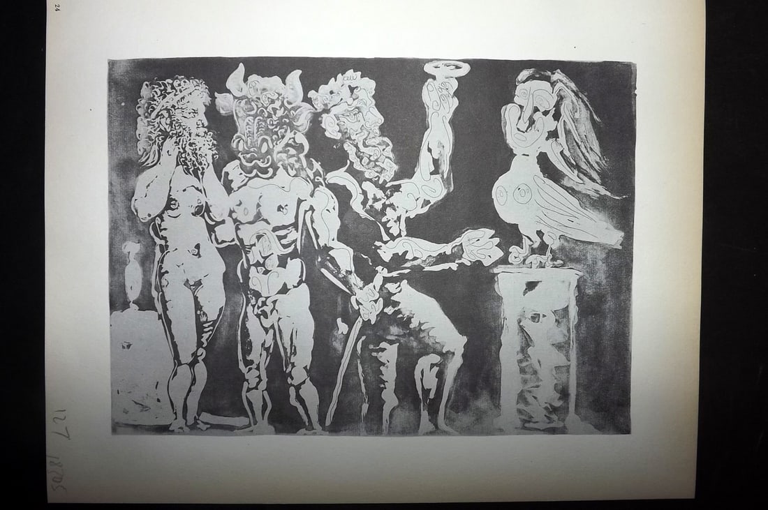 Picasso Vollard Suite 1956 Print. Two Men with Minotaur and Sculptured Bird 24 (1 of 1)