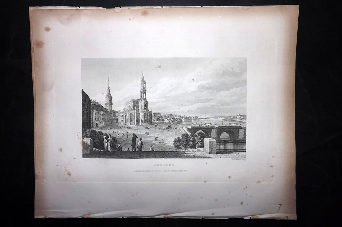 Barclay & Kelly 1843 Antique Print. Dresden, Germany (1 of 1)