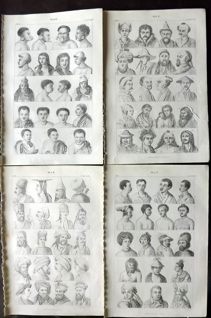 Goldsmith, Oliver 1855 Lot of 4 Ethnic Studies Prints (1 of 2)