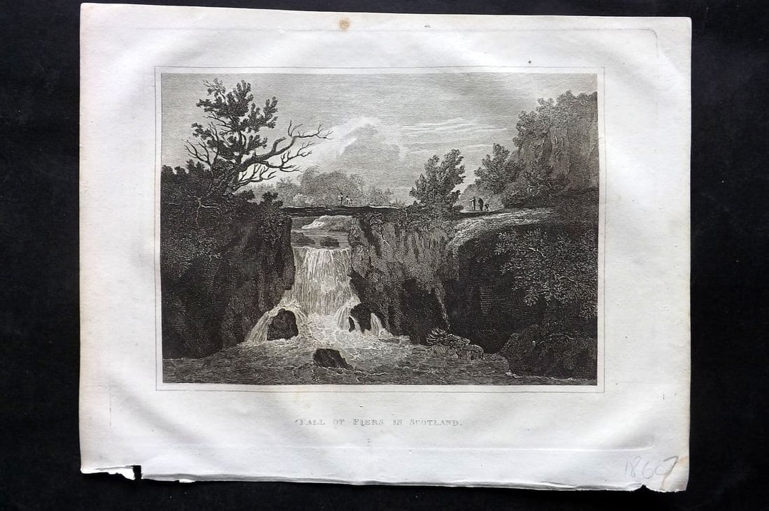 Kelly, Christopher 1829 Antique Print. Fall of Fiers in Scotland (1 of 1)