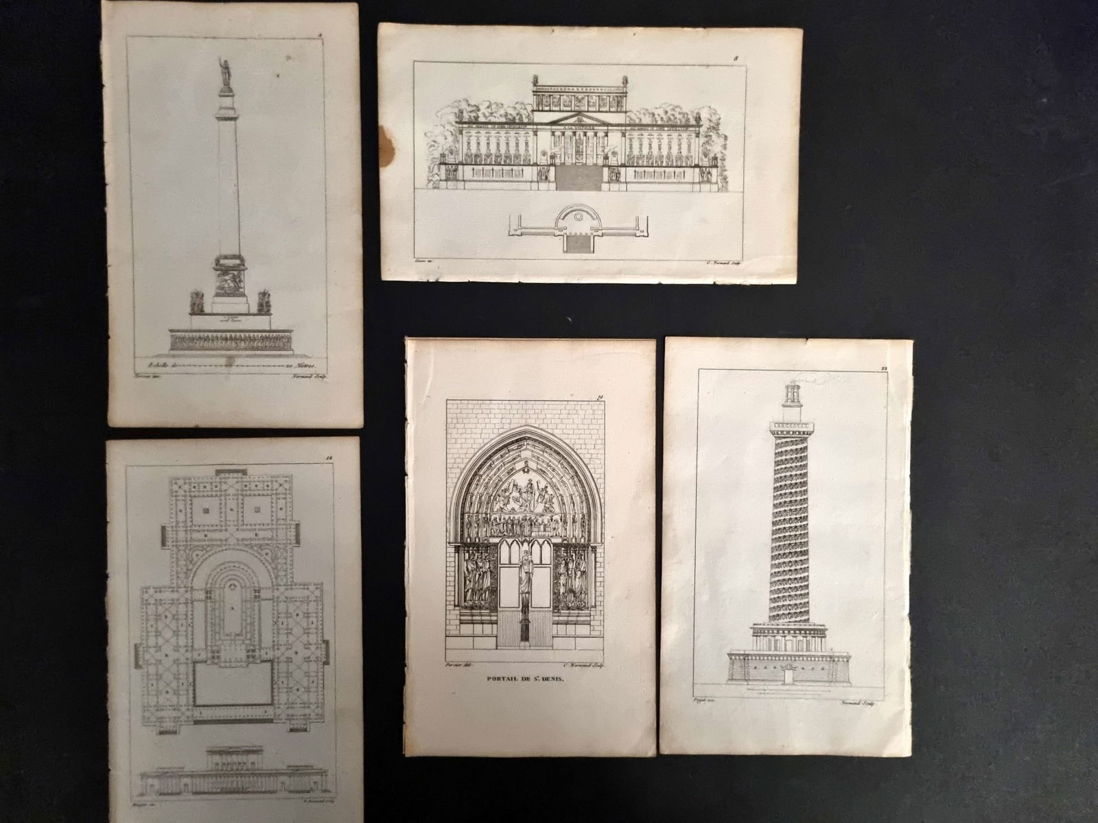 Landon, Charles 1821 Lot of 6 Architectural Prints: Etchings Published 1821, London for "A Collection of Etchings from the most celebrated ancient and modern productions in Painting, Sculpture, and Architecture of the Italian and French schools, from o