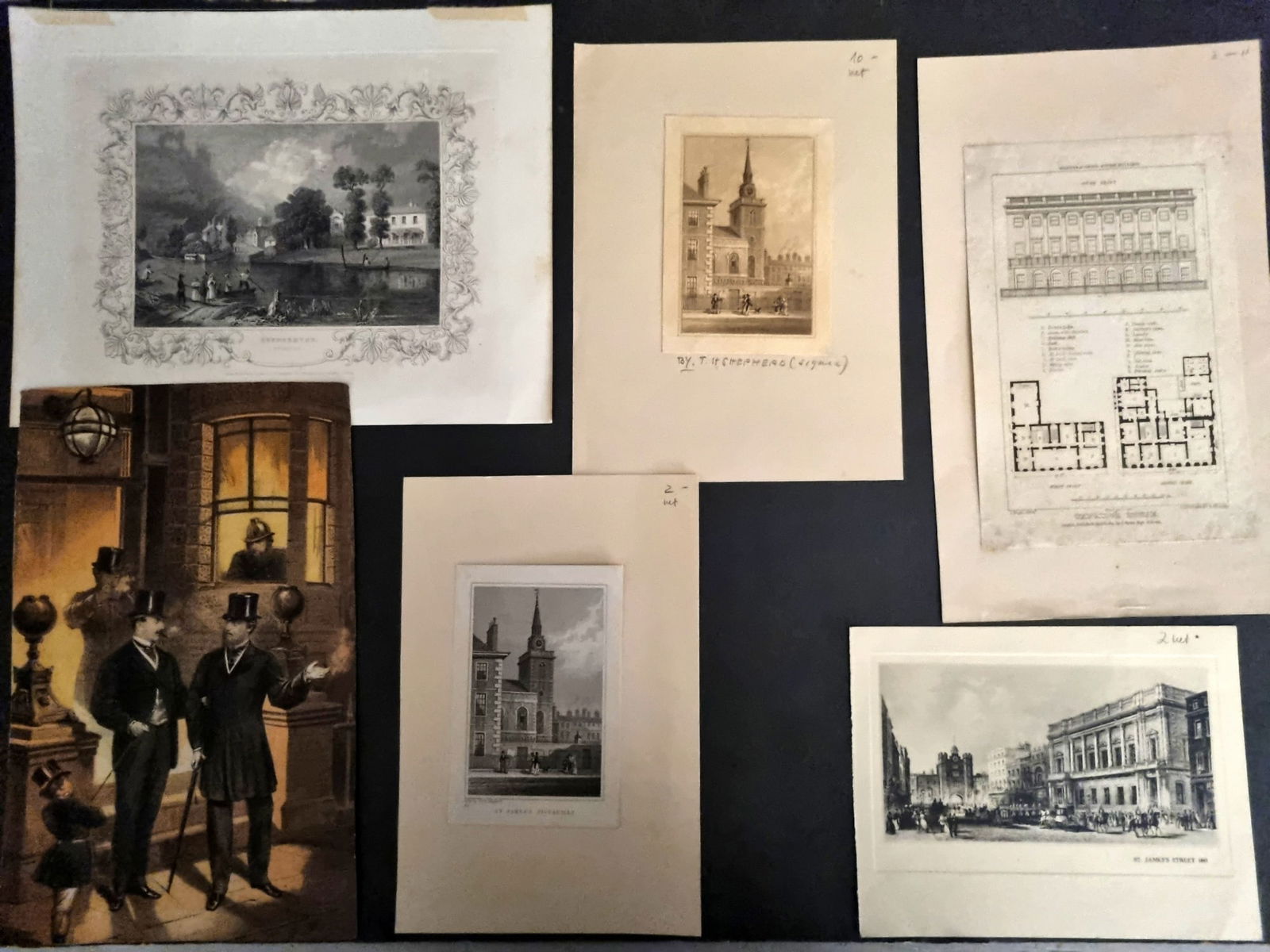 London 19th Cent. Lot of 6 Antique Prints (1 of 1)