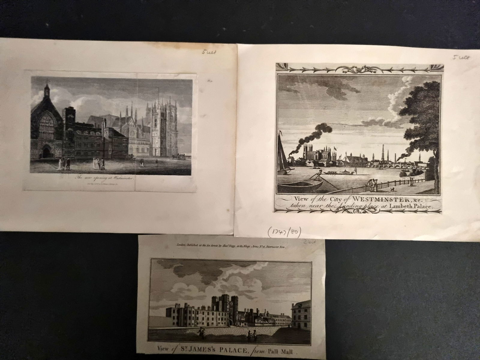 London 18th Cent. Lot of 3 Copper Plate Views (1 of 1)