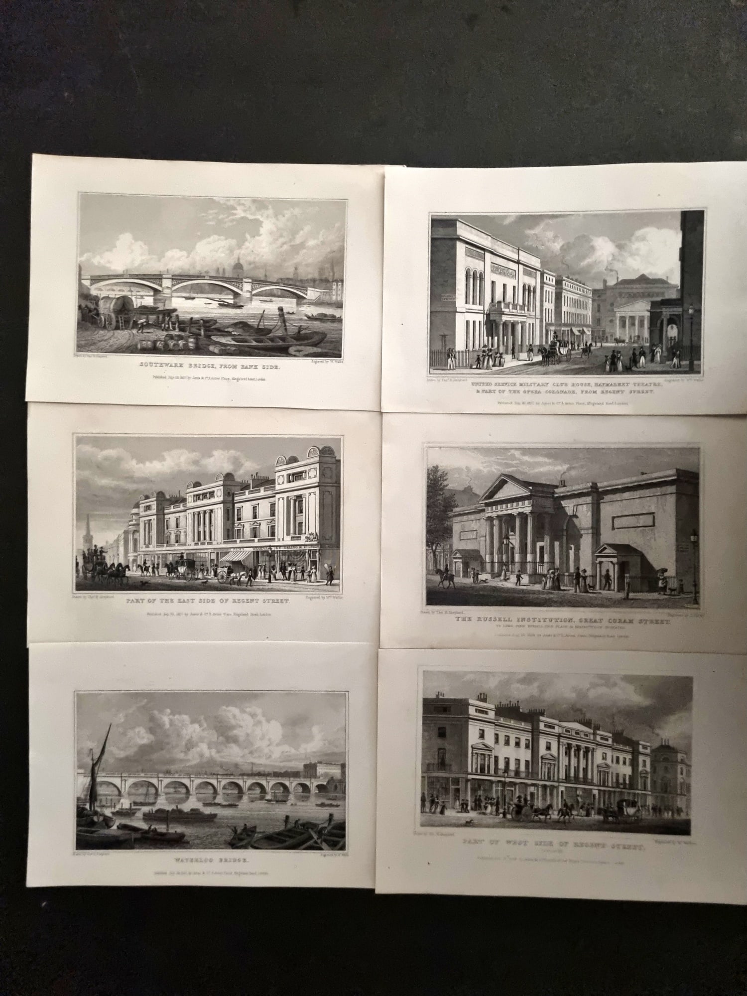 Shepherd, Thomas 1831 Lot of 6 London Prints, Steel Engravings (1 of 1)