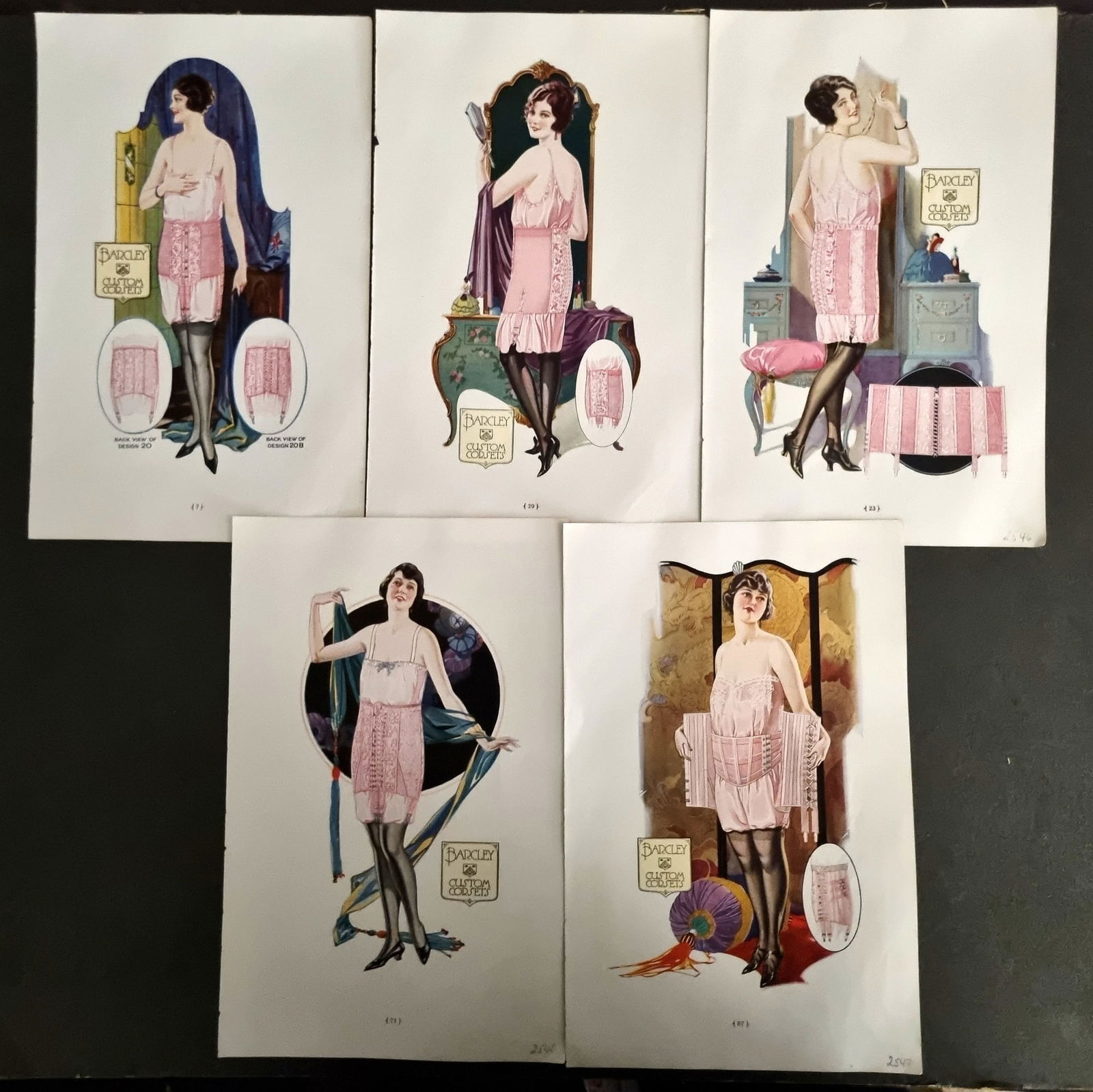 Barcley Custom Corsets 1920's Lot of 5 Advertising Prints (1 of 1)