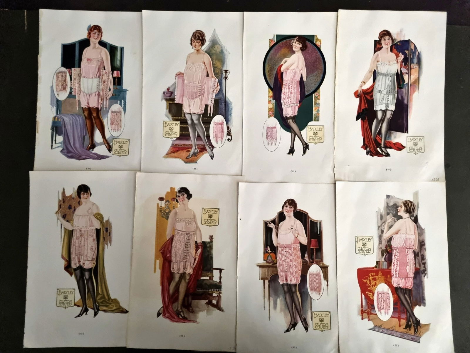 Barcley Custom Corsets 1920's Lot of 8 Advertising Prints (1 of 1)