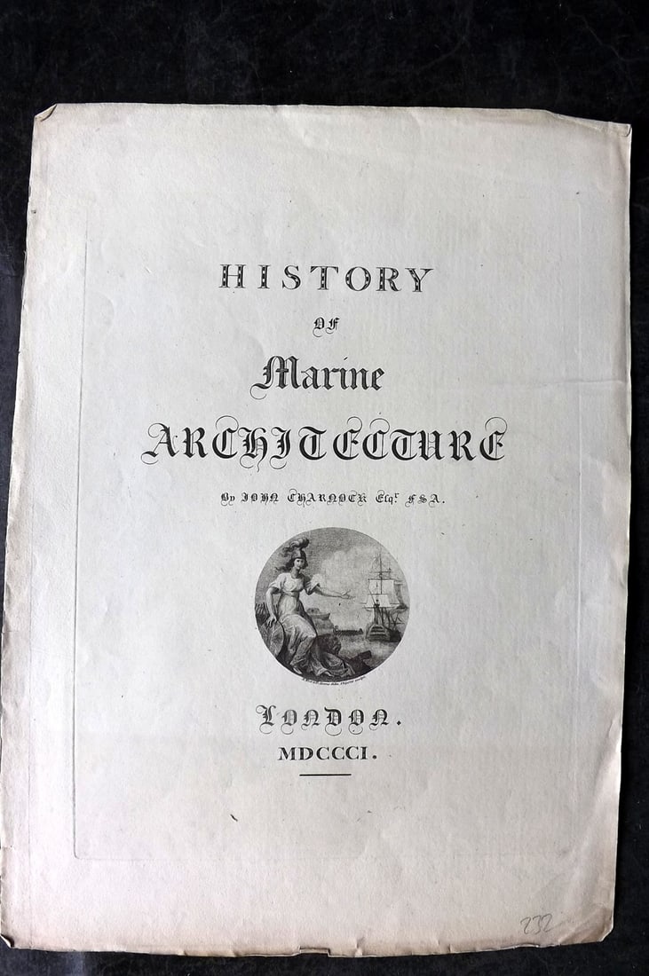 Charnock, John 1801 Engraved Title. Britannia & Ship, Marine Architecture (1 of 1)